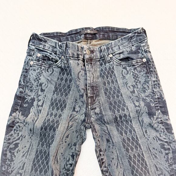 7 For All Mankind Trellis Vine Denim Patterned Print Jeans Size 27 - Picture 6 of 7